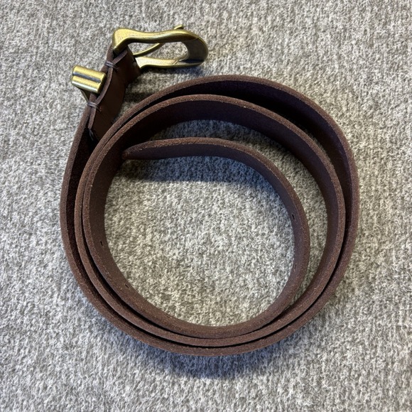Frye Women's 1"W Leather Belt Large 44" Brown Cognac Brass Buckle - Picture 6 of 15